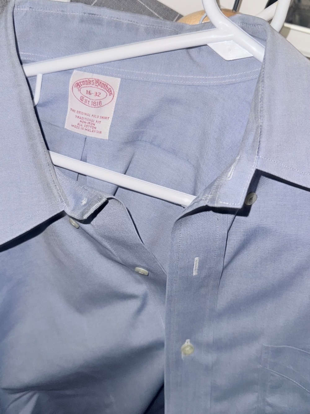 Brooks Brothers Traditional Fit Dress Shirt Men 16-32 Light Blue Original Polo